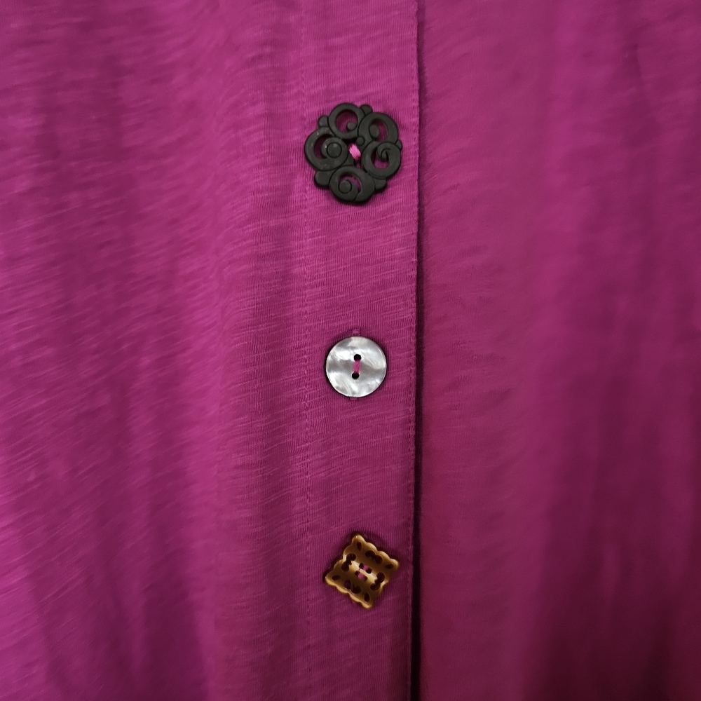 Soft Surroundings Danielle Mixed Button Shirt Dress SP Boho Artsy Resortwear - Picture 4 of 14